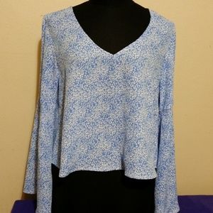 Design Lab Lord & Taylor High Low Cropped Blouse